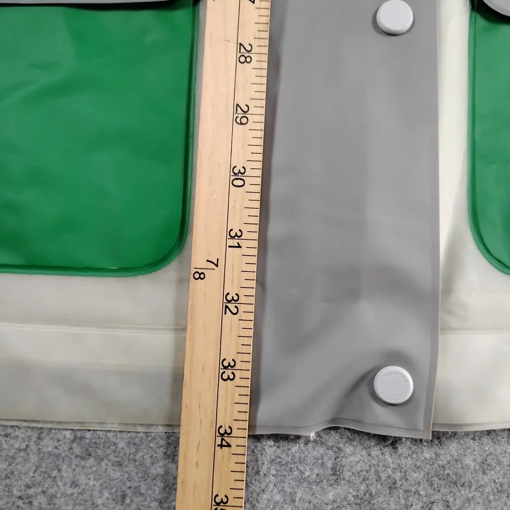 Hunter Original Women Medium White Green Grey Translucent Hooded Raincoat Jacket - Picture 9 of 16